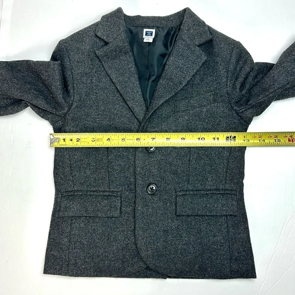 Janie and Jack Wool Blend Blazer Suit Jacket Gray with Elbow Patches sz 4